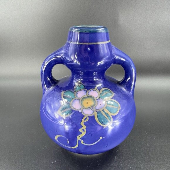 Vintage 1980s Japanese Porcelain Double Handle Vase Vessel Hand Made In Japan - Picture 12 of 12